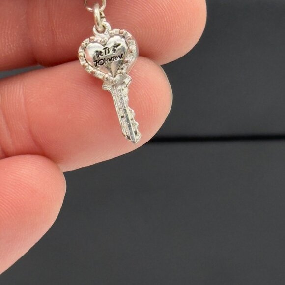 Betsey Johnson Layered Necklace Key Heart Pendants Rhinestones Bow Accents - Picture 11 of 15